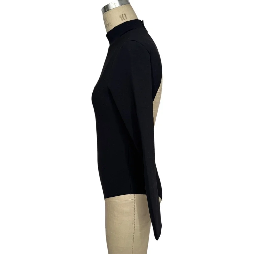 NEW Redemption Athletix Black Bodysuit Swimsuit Womens L  Long Sleeve Open Back